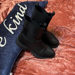 All Saints Hallie Black Rugged Sole Boots